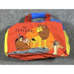 Vintage Disney Lion King Tote Bag Duffle PVC Vinyl 90s Simba Duffel Animation